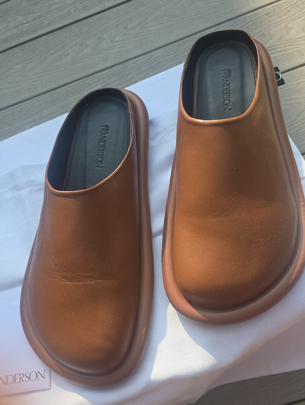JW ANDERSON Pecan & Black Men’s Slip-On Loafers Made In ITALY